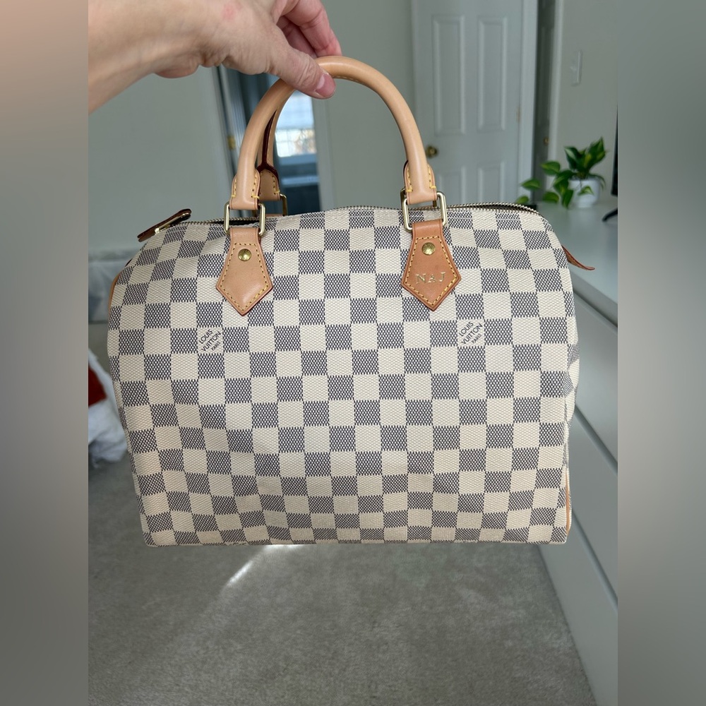 Louis Vuitton White and Gray Checkered Bag